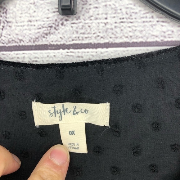 NWT Style & Co Black Sheer Top Sz 0X - Picture 4 of 8